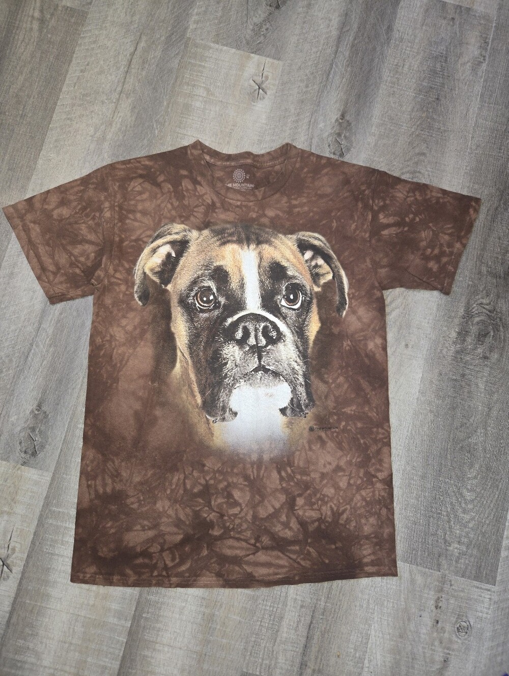 The Mountain Brown Boxer Dog Face Tie-Dye Tee
